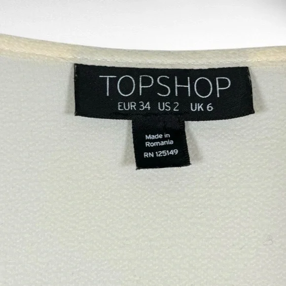 Topshop Blouse Size Xs Cream Vneck Office Minimalist Business Neutral Oldmoney - Picture 7 of 9